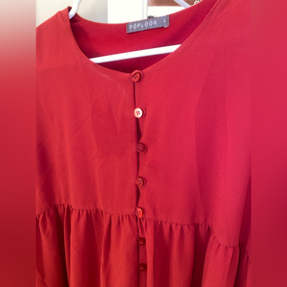 Fully Lined Red Peplum Blouse